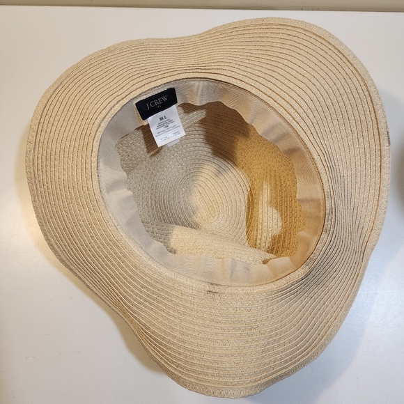 J. Crew Women's Vacation Beach Straw Cream and animal print hat M-L - Picture 6 of 12